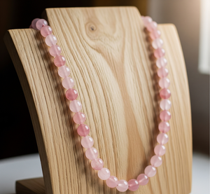 Collier de perles de quartz rose unisexe 18 pouces argent 925 serrure nouée à la main dernière conception à la mode accessoire de mode cadeau - Product Image 6