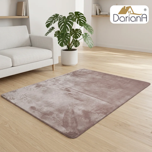 Tapis de salon rectangulaire en velours DarianA, couleur unie, pelucheux, antidérapant, moderne, épais, avec envers en caoutchouc touffeté - Product Image 1