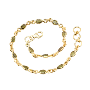 Pulsera de plata 925 Joyería de plata de ley estampada Forma de pera Plata de Ley 925 Peridoto Piedra preciosa Joyería hecha a mano - Product Image 1