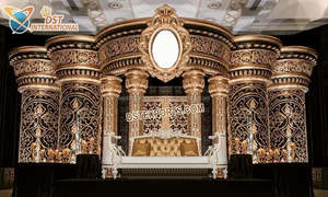 Grand toile de fond de scène de réception de mariage moderne par DST EXPORTS - Décoration de scène spéciale personnalisable en couleur, taille et matériau en fibre - Product Image 2