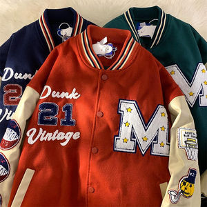 Custom Winter Autumn Hip Hop Street Wool Body and PU Leather Sleeves Letterman <b>Baseball</b> Varsity <b>Jackets</b> for <b>Men</b> - Product Image 1
