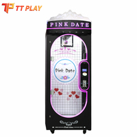 Machine à griffes à monnayeur pour jeu de découpe de corde, avec jouet géant en peluche d'ours en plastique personnalisable, rose, avec lumière clignotante