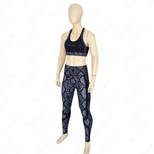 Conjunto Deportivo de Dos Piezas para Mujer, Bra Deportivo y Leggings de Cintura Alta, para Gimnasio, Fitness, Yoga, en Algodón Corto - Product Image 4