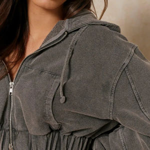 เสื้อครอปมีซิปโอเวอร์ไซส์ผ้าฟลีซโอเวอร์ไซส์ผ้าฟลีซผ้าฝ้าย100% มีฮู้ดโอเวอร์ไซส์สำหรับผู้หญิง2026 - Product Image 5