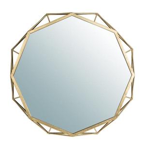 Wire <b>Leaf</b> Frame Bohemian Round Mirror Antique Brass Metallic Finish Modern <b>Wall</b> <b>Decor</b> - Product Image 3