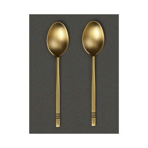 Cuchara de postre de latón al por mayor con esmalte mate para cocina y restaurante Cuchara de cubiertos hecha a mano con mango cuadrado a precio barato - Product Image 1