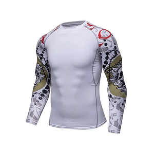 Wholesale All-Over UV Protection Anti-UV Compression Gym Fitness Wear Custom Printed MMA Jiu Jitsu BJJ Rashguard Vest T Shirt - Product Image 1