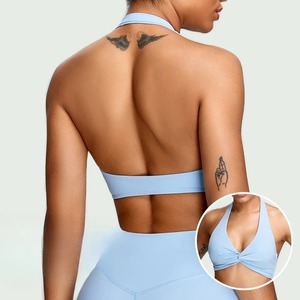 Customizable <b>Nude</b> Nylon Sports Bra Set Lightweight Gym Yoga Crop Top Breathable Workout Running Backless Design Plus Size - Product Image 3