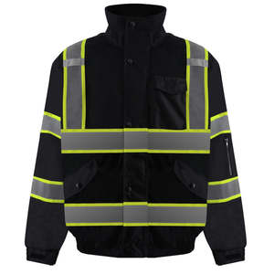 เสื้อแจ็กเก็ตบอมเบอร์แบบ High VIS สำหรับคนงานก่อสร้างเสื้อแจ็กเก็ตเครื่องแบบการก่อสร้างตามสั่งมีคอตั้ง - Product Image 2