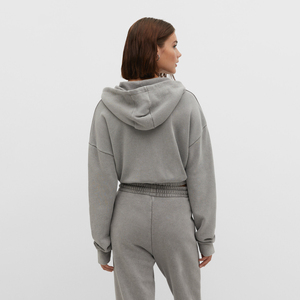 Sudadera con Capucha para Mujer, Diseño Exclusivo, Lavado Ácido, Poliéster/Algodón, Mangas Largas, Forro Polar de Alta Calidad, Estilo Crop Top, OEM ODM Personalizado - Product Image 4