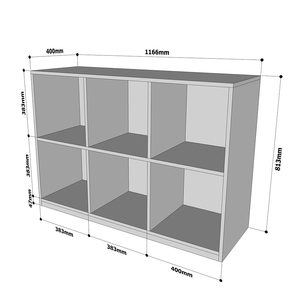Natural Rubber Wood <b>6</b>-<b>drawer</b> Bookshelf 117x40x82cm for Living Room Standing Type KGS019 - Product Image 4