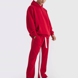 Ensemble de survêtement personnalisé pour homme avec logo, sweat-shirt et pantalon de jogging en molleton à coupe évasée - Product Image 1
