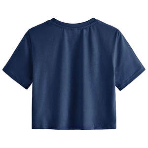 Camiseta corta con cuello redondo para mujer Color sólido Alta calidad para el verano-Precio razonable - Product Image 2