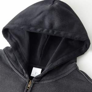 Sudadera con Capucha Personalizada para Hombre, Estilo Holgado, con Cierre, Efecto Desgastado por el Sol, Lavado Ácido Vintage, Ropa Urbana Personalizable - Product Image 6