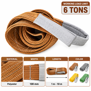 Eslinga de Cinta Doble de 6 Toneladas, 150 mm × 8 m, Poliéster de Alta Resistencia, Construcción de Doble Capa para Grúas y Manipulación de Materiales Industriales - Product Image 4