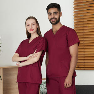 Uniformes de jogging hospitaliers respirants tricotés et extensibles unisexes avec design dessiné à la main ODM Supply Scrub Sets - Product Image 2
