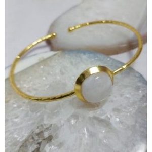 SOUMYA CREATIONS Brass & Gold Plated <b>Rainbow</b> Moonstone Boho Style Cuff <b>Bracelets</b> Fashion Gemstone Jewelry Gift - Product Image 2