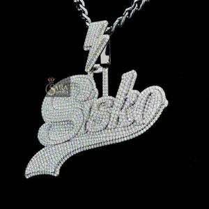 Pendentif personnalisé en moissanite avec lettre et nom pour enfants, bijoux hip-hop glacés, cadeau personnalisé pour fête d'anniversaire, accessoire de mode - Product Image 1