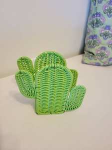 Servilletero de cactus de ratán de compras superior, servilletero de granja independiente, organizador de toallas Vintage de mimbre tejido - Product Image 4