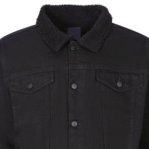 Veste en jean camionneur noire décontractée pour hommes avec col brodé Design d'hiver respirant Fermeture à glissière et logo personnalisables-Vente en gros - Product Image 2