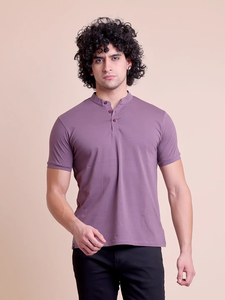 Camiseta de algodón 100% para hombre de la mejor calidad, cuello mandarín, diseño de media manga, ropa informal cómoda para trajes de todos los días y oficina - Product Image 2