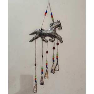 Recycled Iron Horse Wind <b>Chime</b> <b>Bells</b> Antique Bronze Indoor Patio Wall Hanging Decor Rustic Design Style - Product Image 5