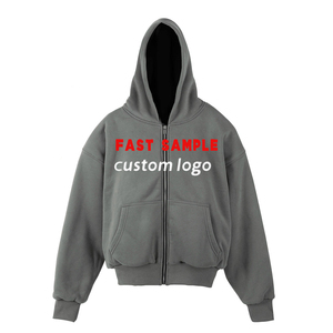 Vente en gros 100% coton hiver sweats à capuche zippés sweats à capuche personnalisés respirant à manches longues Vintage grande taille hommes - Product Image 2