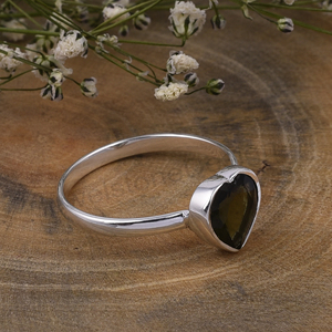 แหวนควอตซ์925สเตอร์ลิงรูปหัวใจคลาสสิก7.5ขนาดสำหรับผู้ชายและผู้หญิง - Product Image 2