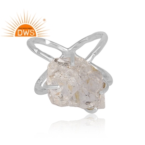 Anillo de Plata de Ley Fina Hecho a Mano con Diseño de Cruz de Diamante Herkimer Natural, Fabricante de Joyería Personalizada - Product Image 2