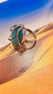 100% joyería fina de plata genuina encantador anillo de piedras preciosas Larimar ovalado azul con ajuste de incrustaciones de diamantes para bodas y fiestas - Product Image 6