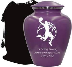 Urna de cremación de jugador de baloncesto, urna funeraria personalizada para adultos humanos para amantes del baloncesto, urna personalizada púrpura, tamaño personalizado - Product Image 6