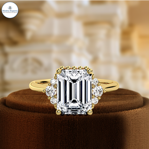 Anillo de compromiso con diamante cultivado en laboratorio de corte redondo de 1 quilate, anillo con engaste tipo catedral, anillo de boda, anillo de diamante redondo creado en laboratorio, anillo nupcial - Product Image 1