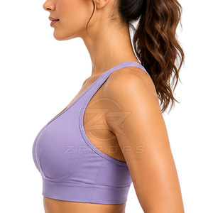 Sujetador deportivo de alto impacto para mujer, acolchado, con tirantes ajustables, sin costuras, transpirable, de malla, para yoga, running, gimnasio, fitness, entrenamiento atlético frontal - Product Image 4