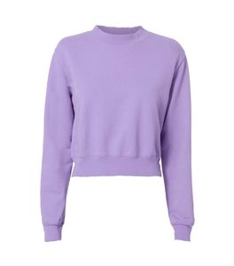 Top corto de algodón transpirable de ajuste regular para mujer, sudadera teñida lisa con logotipo frontal, estilo de calle, talla XS para invierno - Product Image 1