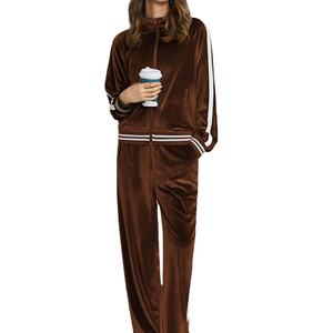 Premium High Quality Solid Organic Cotton Canvas Eco-Friendly Velvet Tracksuit Women 2 Piece Winter <b>Zip</b> <b>Full</b> Hoodie <b>Sweatshirt</b> - Product Image 4