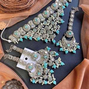 Moda Retro gota colgante doble perla collar novia clavícula cadena pendientes luz lujo joyería conjunto para mujeres al por mayor - Product Image 4