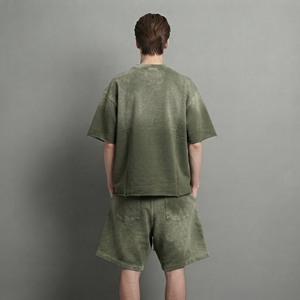 Vêtements d'été écologiques, vêtements décontractés, vêtements de sport, logo imprimé DTG personnalisé, 100% coton lavé, ensemble homme Hip Hop - Product Image 6