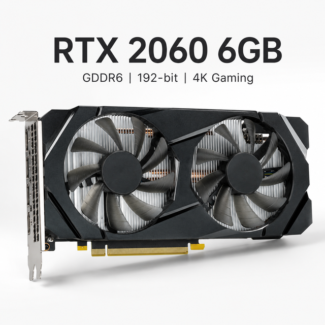 New XHVGA RTX 2060 6GB GDDR6 192Bit Dual Fan 4K Gaming Graphics Card for Desktop PCI Express 16nm 14000MHz 1365MHz