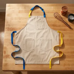 Delantal Clásico Verde sin Mangas con Tres Bolsillos, de Lona Tejida Resistente al Agua, Lavable a Máquina, para Cocinar y Uso Diario - Product Image 5