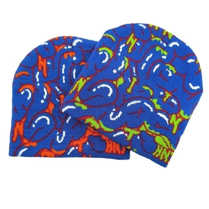 Y2K sans manchette tricots fabricant adulte drôle Latex exposé cerveau Jacquard motif tricot bonnet chaud hiver chapeaux sans manchette - Product Image 6