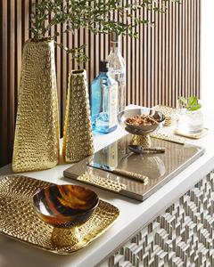 ถาดรองกาแฟโลหะพร้อมที่จับสุดหรูของตกแต่งบ้านและห้องครัวถาดเสิร์ฟสลัดเหล็กใส่อาหารเย็นดีไซน์หรูหรา - Product Image 4