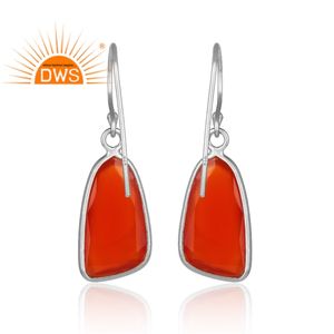 ต่างหูห้อยอัญมณีโอนิกซ์สีแดงธรรมชาติสีเงินสเตอร์ลิงสี925แบบปรับแต่งได้ตามต้องการ - Product Image 3