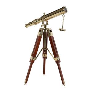 Telescopio de Latón Antiguo con Trípode de Madera, Estilo Náutico Vintage para Escritorio - Product Image 4