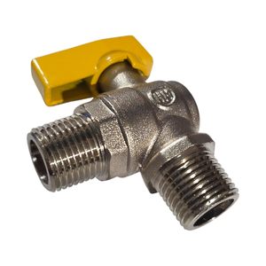 Válvula de Gas Esférica HM de 1/2" EN 331 SNG Tipo M/M o M/F de Latón Niquelado con Palanca Amarilla para Gas Natural GPL - Product Image 3