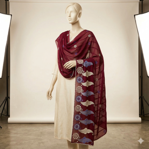 Hiyab de Chifón para Mujer, con Bordado Floral y Pedrería, Ligero, Transpirable, Multicolor, Étnico, Proveedor Mayorista, Suave - Product Image 1