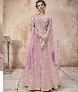 印度时尚设计师风格重网coding和石材作品婚礼穿长礼服重石头和coding作品Dupatta