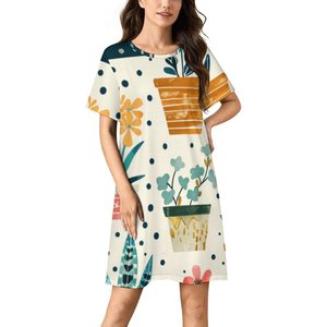 Camicia da <span class=keywords><strong>Notte</strong></span> Personalizzata a Maniche Corte con Vestibilità Comoda e Logo Personalizzato - Product Image 1