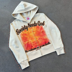 Gran oferta de fabricación personalizada Vintage esencial de gran tamaño de peso pesado 400gsm algodón ácido sudaderas con capucha de diamantes de imitación - Product Image 1