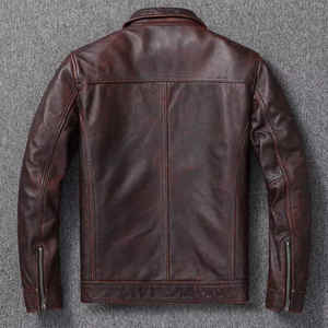 Chaqueta de Cuero para Hombre, Estilo Trucker, Color Marrón, Piel de Cordero Genuina, Alta Calidad, Marca Bordada Personalizada, Modelo 2026 - Product Image 3