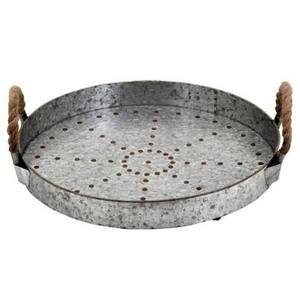 Plateau décoratif carré vintage américain en tôle de fer galvanisée avec poignées en corde Plateau de service à fruits et à bière pour usage domestique - Product Image 6